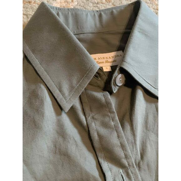 Sarah Alexandra Green Menswear Inspired Weekend Shirt Button Down Blouse, size 6 - Picture 5 of 6